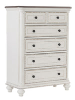 Baylesford Antique White Wood 5-Drawer Chest