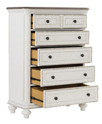 Baylesford Antique White Wood 5-Drawer Chest