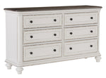 Baylesford Antique White Wood 6-Drawer Dresser