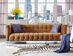 Bea Cognac Velvet Sofa with Acrylic Legs (Oversized)