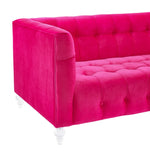 Bea Pink Velvet Sofa with Acrylic Legs (Oversized)