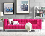 Bea Pink Velvet Sofa with Acrylic Legs (Oversized)