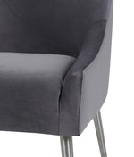 Beatrix Grey Velvet/Silver Metal Side Chair