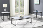 Talisha 3-Pc White Faux Marble/Gunmetal Coffee Table Set