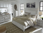 Kanwyn Whitewash Wood King Panel Bed