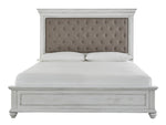 Kanwyn Whitewash Wood/Fabric Cal King Panel Bed