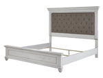 Kanwyn Whitewash Wood/Fabric Cal King Panel Bed