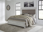 Kanwyn Whitewash Wood/Fabric Cal King Panel Bed