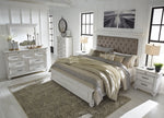 Kanwyn Whitewash Wood/Fabric Cal King Panel Bed