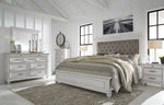 Kanwyn Whitewash Wood/Fabric Cal King Panel Bed