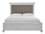 Kanwyn Whitewash Wood/Fabric Cal King Storage Bed