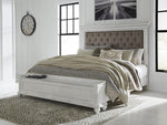 Kanwyn Whitewash Wood/Fabric Cal King Storage Bed