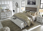 Kanwyn Whitewash Wood/Fabric Cal King Storage Bed