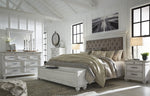 Kanwyn Whitewash Wood/Fabric Cal King Storage Bed