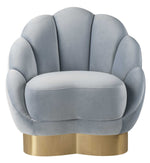 Bloom Sea Blue Velvet Channel Tufted Chair