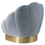 Bloom Sea Blue Velvet Channel Tufted Chair