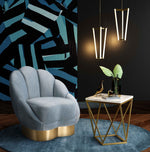 Bloom Sea Blue Velvet Channel Tufted Chair