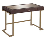 Boice Espresso PU Leather/Gold Metal Writing Desk