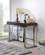 Boice Espresso PU Leather/Gold Metal Writing Desk