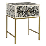 Bone Inlay Side Table with Antique Brass Base