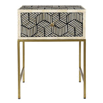 Bone Inlay Side Table with Antique Brass Base