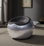 Brancaster Antique Ebony Top Grain Leather Round Ottoman