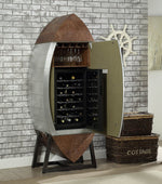 Brancaster Retro Brown/Aluminum Wine Cooler Cabinet