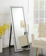 Brielle Silver Cheval Mirror with Chrystal Embellishment