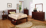 Cara Cherry Wood Full Bed w/Underbed Drawers