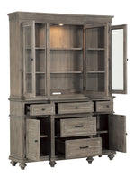 Cardano Driftwood Light Brown Wood Buffet with Hutch