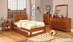 Carus Oak Wood Full Bed with Trundle