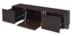 Cattoes Dark Walnut Wood TV Stand with Metal Accents