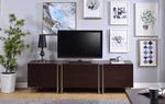 Cattoes Dark Walnut Wood TV Stand with Metal Accents