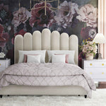 Celine Cream Velvet Channel Tufted Queen Bed