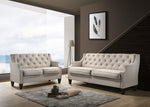 Cherryl Beige Fabric Button Tufted 2-Seat Sofa