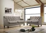 Cherryl Gray Fabric Button Tufted 2-Seat Sofa