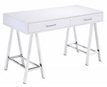 Coleen White High Gloss Wood/Chrome Metal Writing Desk