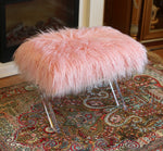 Cosette Pink Fur/Clear Acryl Bench with X-Legs