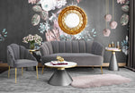 Daisy Petite Grey Velvet Channel Tufted Settee