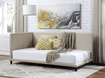 Yinbella Beige Linen Full Daybed with Nailhead Trim