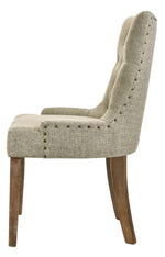 Yotam 2 Beige Fabric/Salvaged Oak Wood Side Chairs