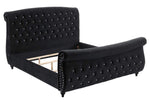 Yuliana Black Velour Queen Sleigh Bed