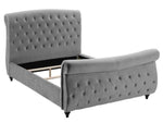 Yuliana Grey Velour Queen Sleigh Bed