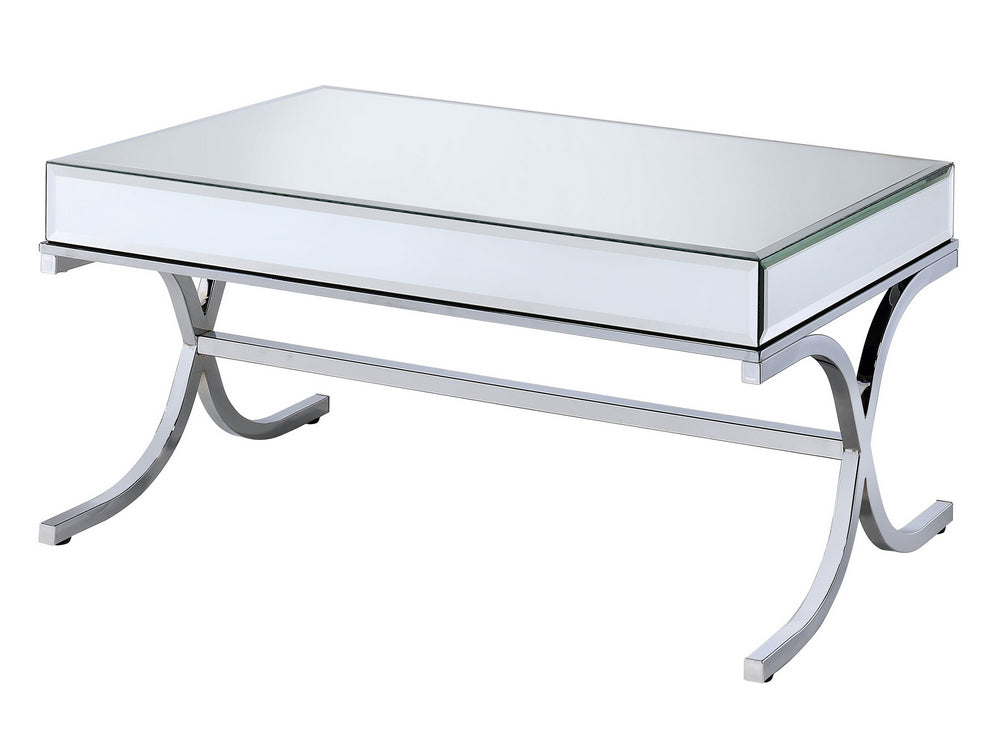 Yuri Chrome Rectangular Coffee Table with Mirrored Top