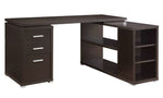 Yvette Contemporary Cappuccino Wood L-Shape Office Desk