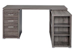 Yvette Contemporary Weathered Grey Wood L-Shape Office Desk