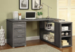 Yvette Contemporary Weathered Grey Wood L-Shape Office Desk