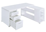 Yvette Contemporary White Wood L-Shape Office Desk