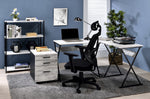 Zafiri Antique White Wood/Black Metal Corner Office Desk