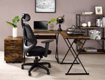 Zafiri Weathered Oak Wood/Black Metal Corner Office Desk